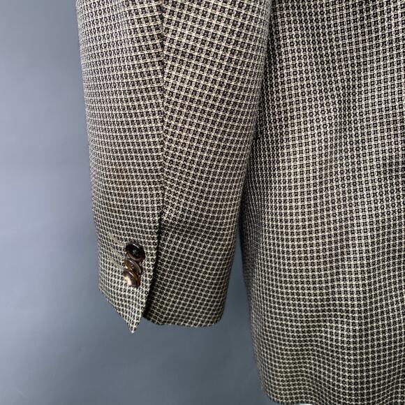 CORNELIANI Size Regular Black White Grid Silk Virgin Wool Notch Lapel Sport Coat - Picture 5 of 10
